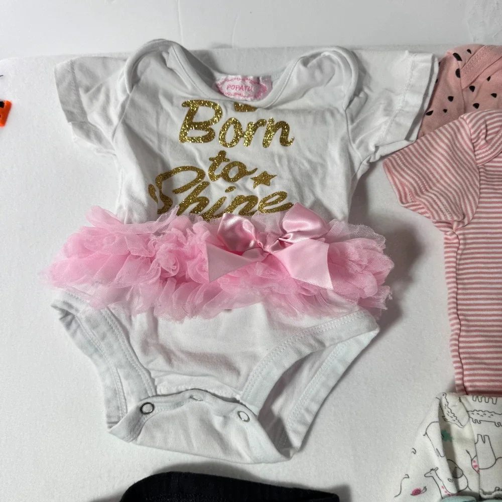 Mixed Baby Girl Clothing Lot Sleepers Tutu Dress Leggings Copper Pearl Bib Set